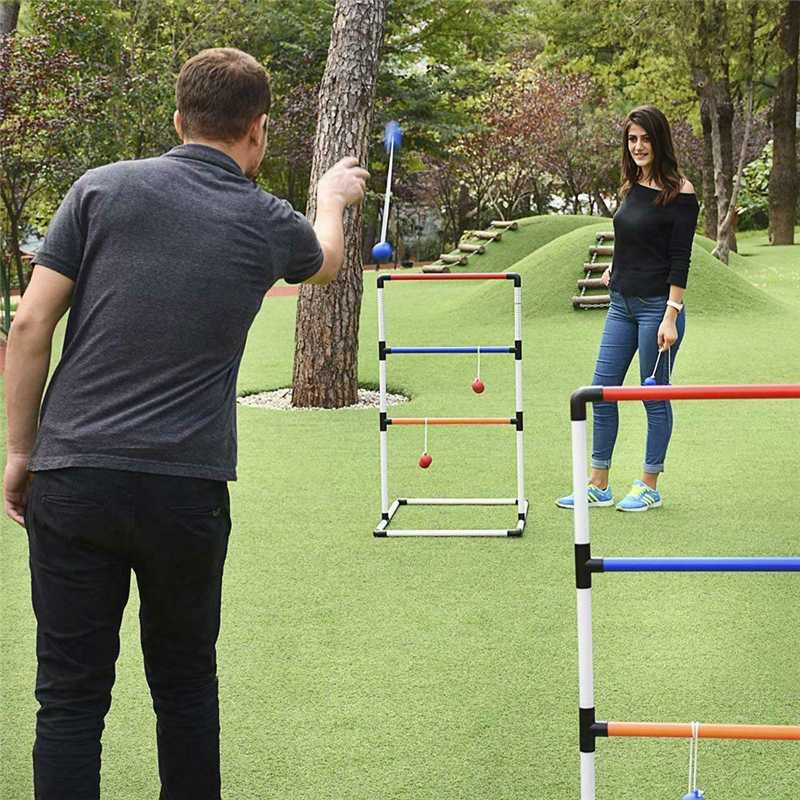 Ladder Ball Game Set Golf Toss Game Backyard Toys Outdoor Games for Adults and Kids with 8 Balls Lawn Toss Game