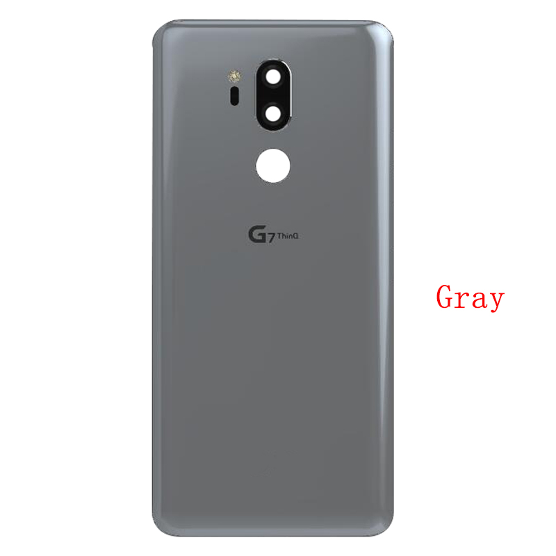 Back Battery Cover Rear Door Panel Housing Case For LG G7 ThinQ Battery Cover with Camera Lens Logo Replacement Part: Gray