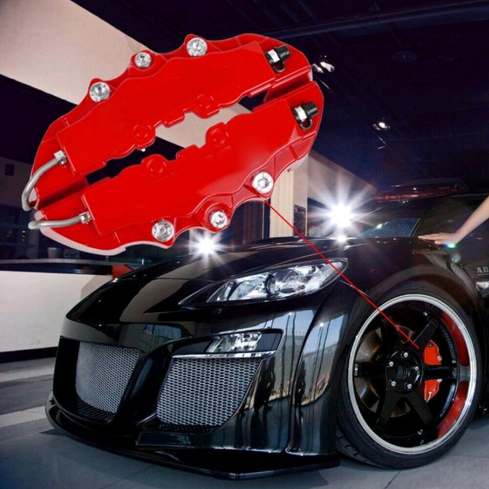 Cubiertas de pinza de freno de disco de camión y coche, cubierta de pinza de freno de disco delantero y trasero automático 3D, Kit Universal de decoración, cubierta de freno roja, 1 par
