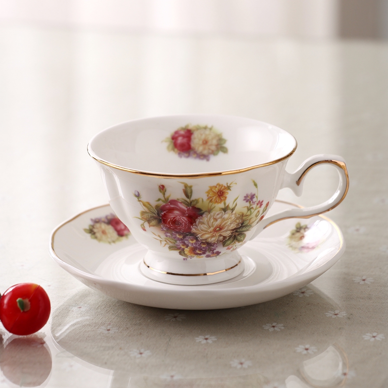 Juego de tazas de té de Taza de Café de Cerámica chino de con de flor, juego de tazas de té elegantes y platillo, juego de cuchara, el mejor