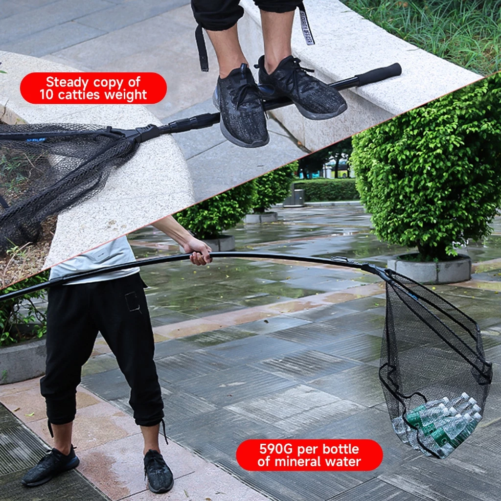 1.1M/1.8M/2.5M Opvouwbaar Visnet Drijvend Visnet Opvouwbaar Visnet Vissen Schepnet met Telescopische Staaf Rubberen Jas