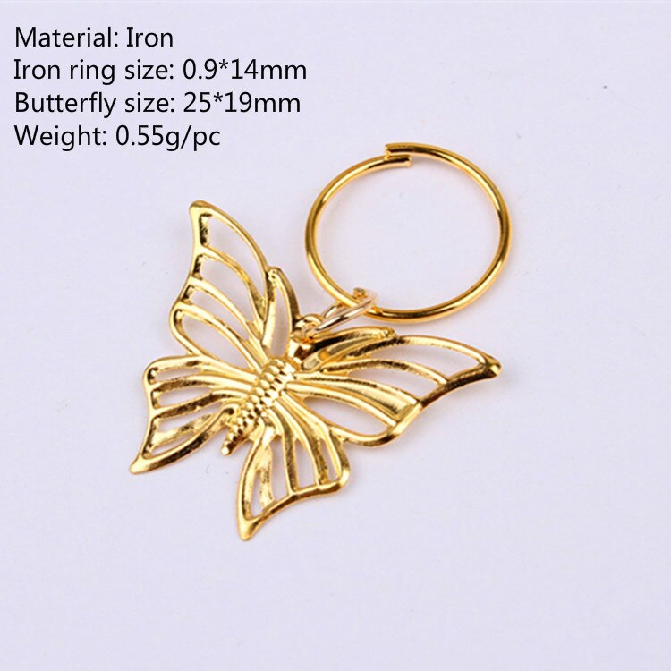 5 uds. De anillos ajustables para el cabello, tubos de mariposa hueca, cuentas de Rastas, trenza de pelo de aleación dorada, Clip para decoración del cabello: NO.1    5pcs