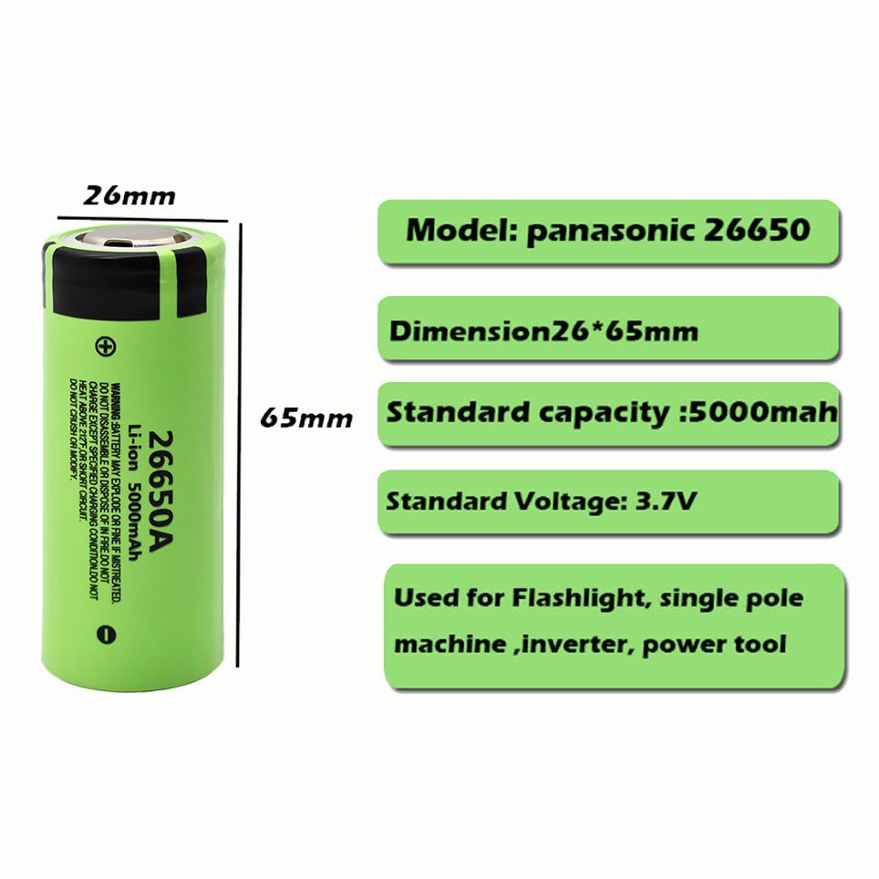Original 26650A 3,7 V 5000mAh Batterie Hohe Kapazität 26650 20A Power Batterie Lithium-Ionen Akku für Spielzeug Taschenlampe