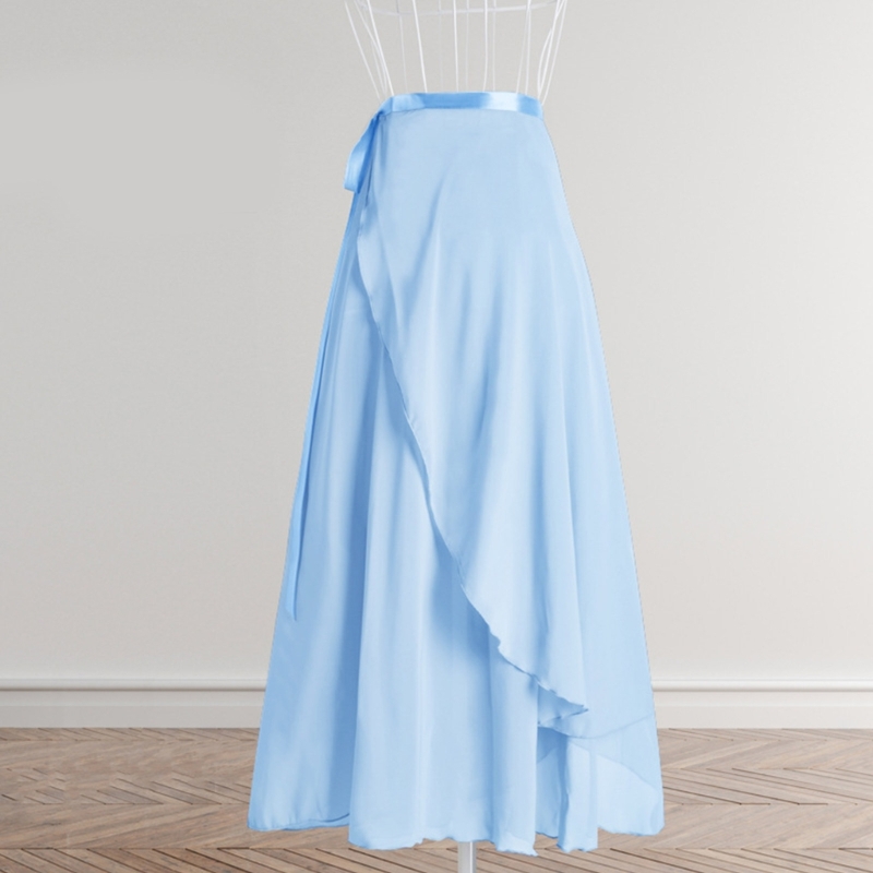 Lange Tanzröcke für Damen, Chiffon-Wickelrock, Mädchen, asymmetrischer Ballett-Wickelrock