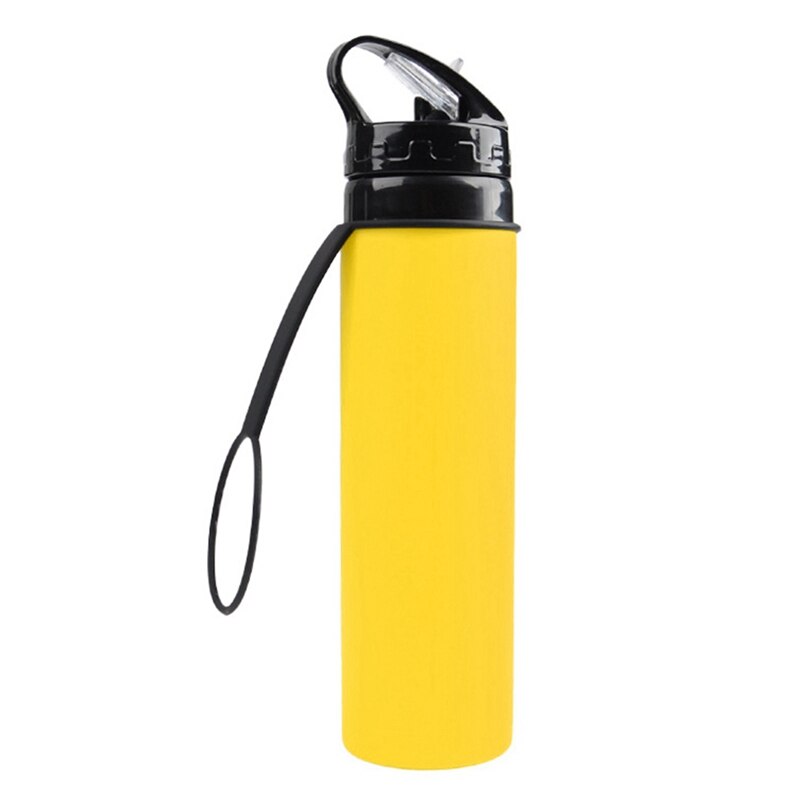 Botella de agua plegable portátil, tetera de silicona a prueba de fugas, para viaje al aire libre, acampada, botella de agua deportiva: Yellow