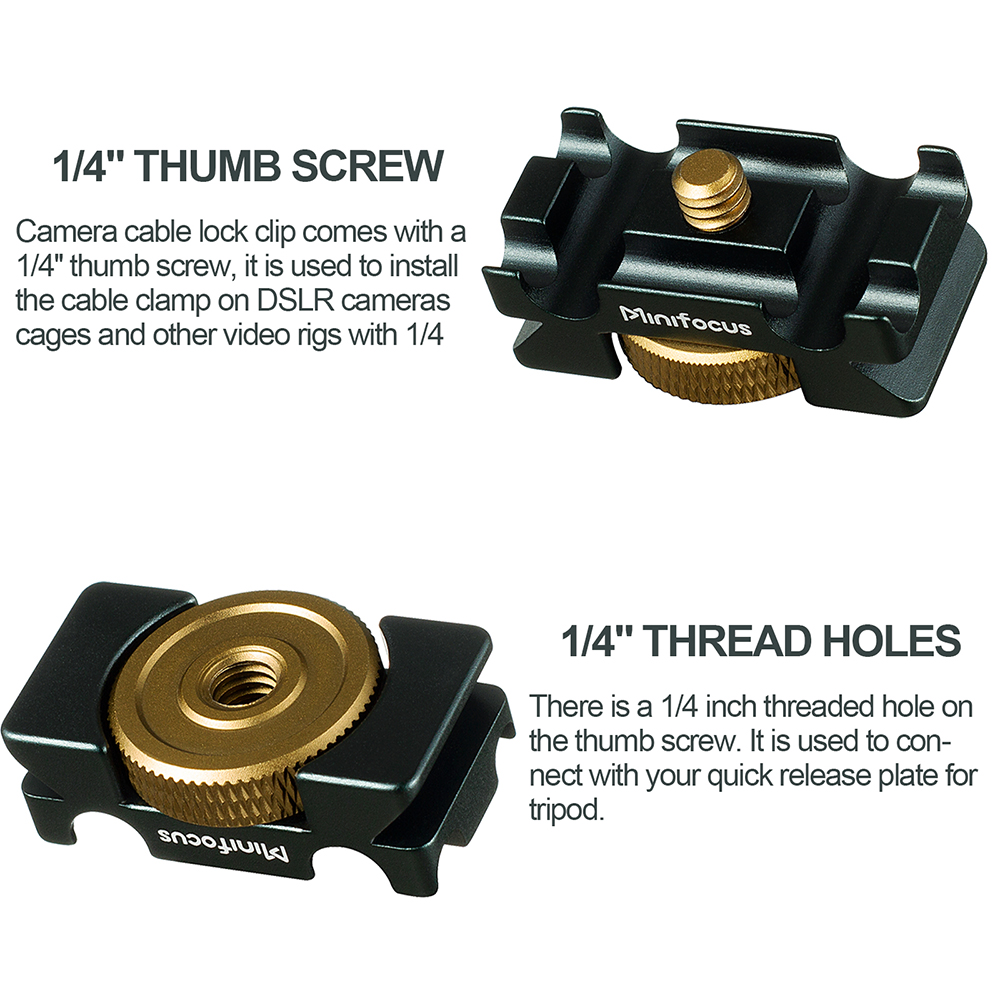 Camera Cable Clamp with Arca Swiss System, Aluminum Alloy Tether Cable Block Clip with 4 Grooves, USB Cable Lock Clip Clamp HDMI