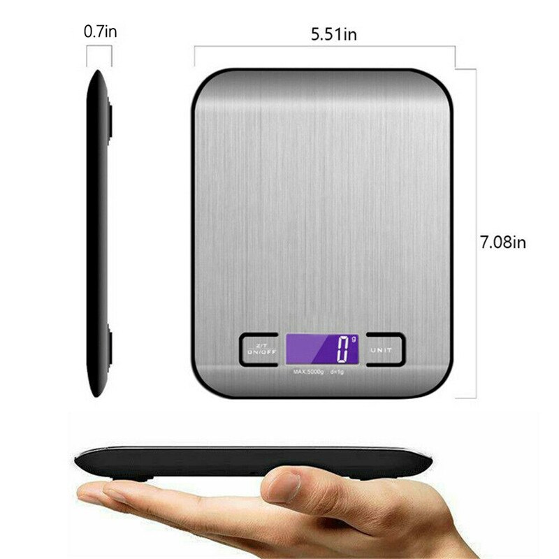 VOGVIGO 5kg / 1g black gray digital kitchen scale electronic liquid crystal display balance scale food weight