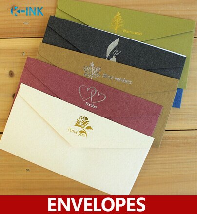 10 piunids/lote, sobres de negocios bronceados brillantes, para ti/amor/mejores deseos sobres de boda