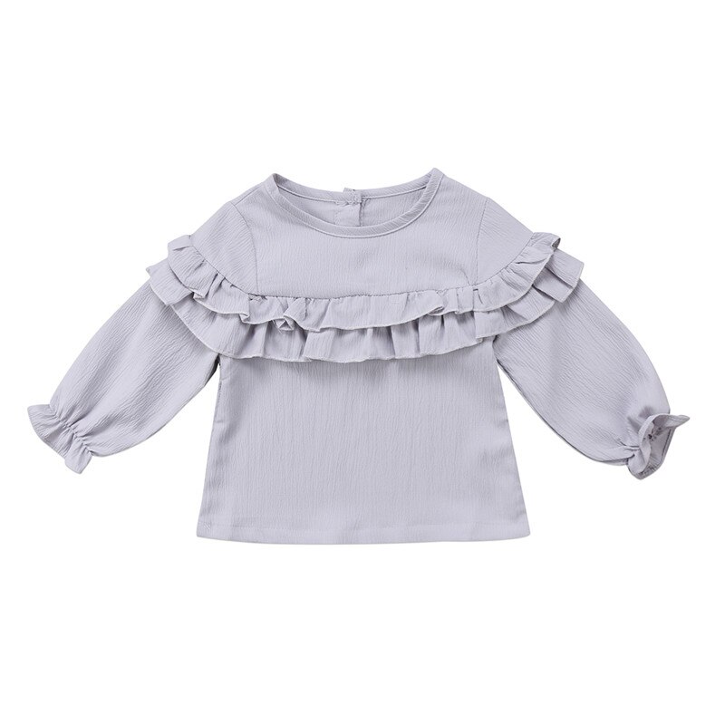 Frühling Kleinkind Neugeborenen Baby Mädchen Art Bluse Solide Rundhals Rüschen Mädchen oben Langarm Bluse Shirt