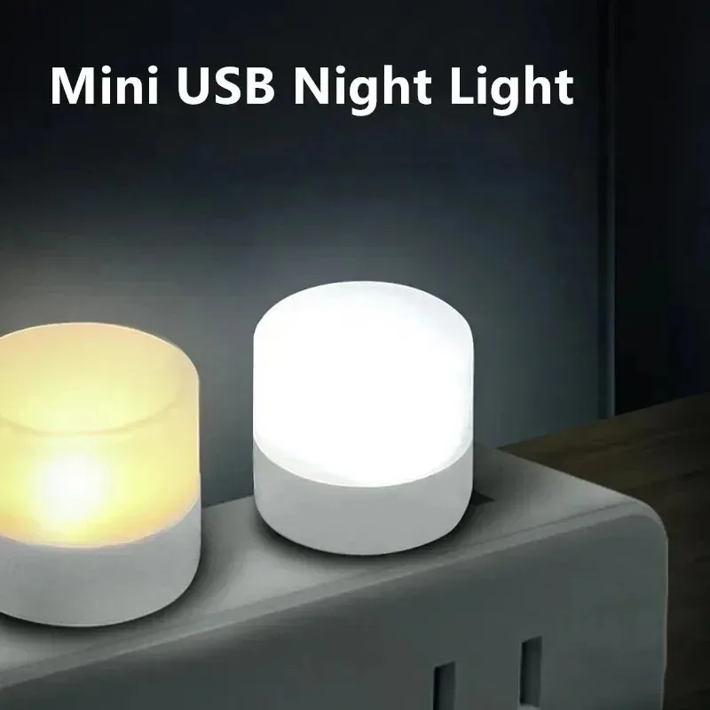Mini bombillas de luz nocturna USB protección ocular blanca cálida luz de lectura de libros enchufe USB PC lámpara LED de carga de energía móvil