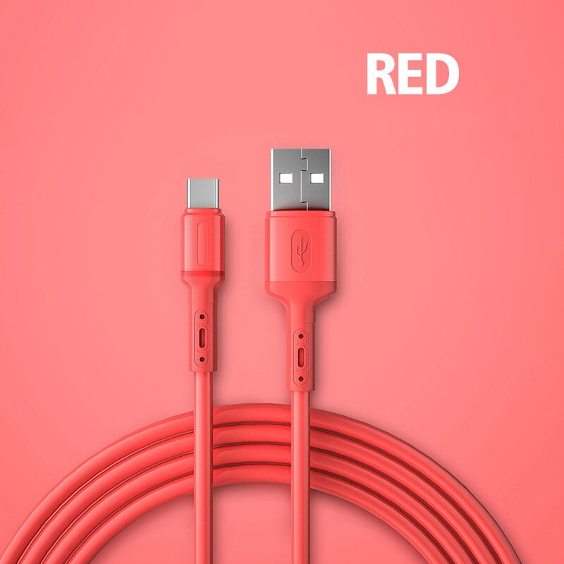 Cavo USB tipo C in Silicone morbido liquido cavo Micro USB 3A telefono Android Tablet USB C cavo dati Mobile a ricarica rapida: Rosso / 1M Type C