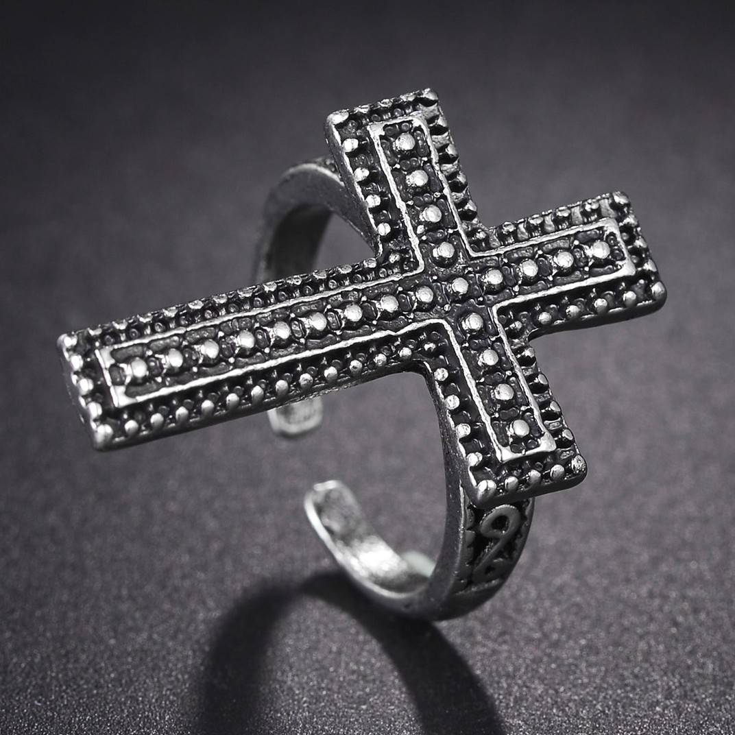 Bague croix noire Vintage pour femmes, gothique, Punk, Steampunk, jésus, pour hommes, fille et garçon, fête, bijoux masculins à la: YELLOW