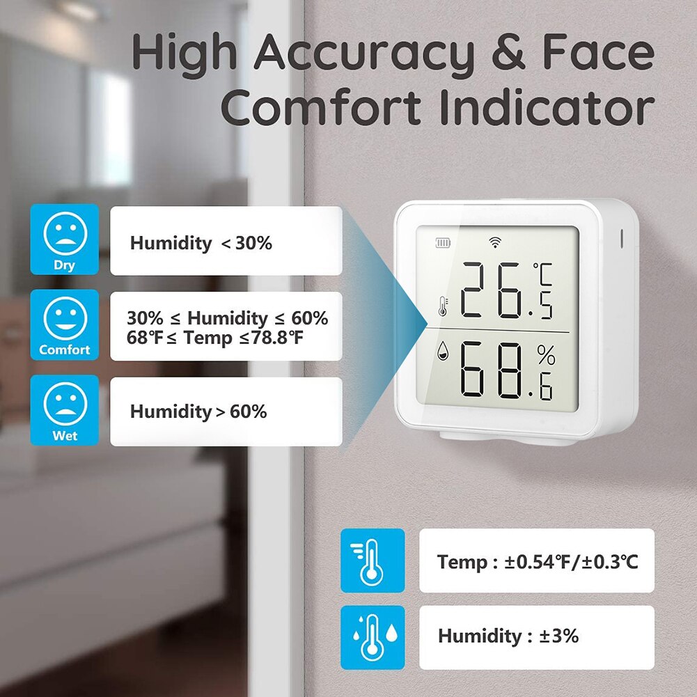 Tuya Smart life WIFI Temperature And Humidity Sensor Work With Alexa Google Home Smart Intelligent Thermometer Humidity Meter