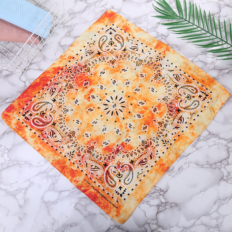 55*55cm Gradienten binden-Färben Ethnischen Bandana Taschentuch Blumen- drucken Baumwolle Quadrat Schal Stirnband Hüfte-hüpfen Armbinde Kopf wickeln: 6
