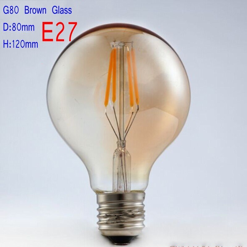 Vintage LED Bulb Edison Light ST64 A60 A19 G80 G95 G125 Ball BUlb Gold Tint E27 2W 4W 6W 8W Lights Super warm Dimmable