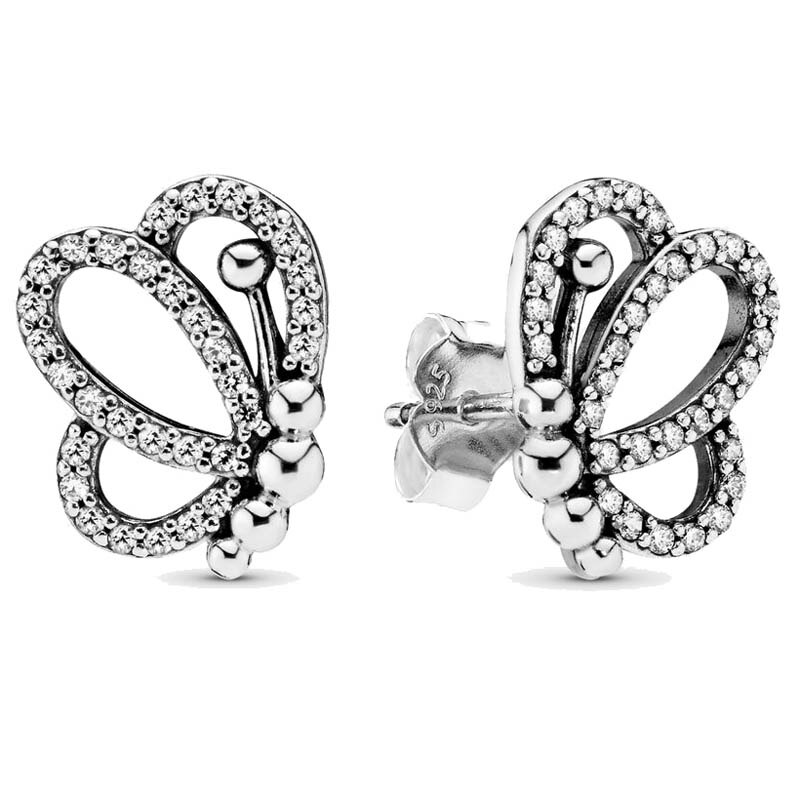 925 Sterling Silver Rosa Leonessa E Cuore Annodato Cuori Emotivo Obbligazioni Simbolo Di Amore Pandora Orecchini Per Le Donne del Regalo Dei Monili: 6