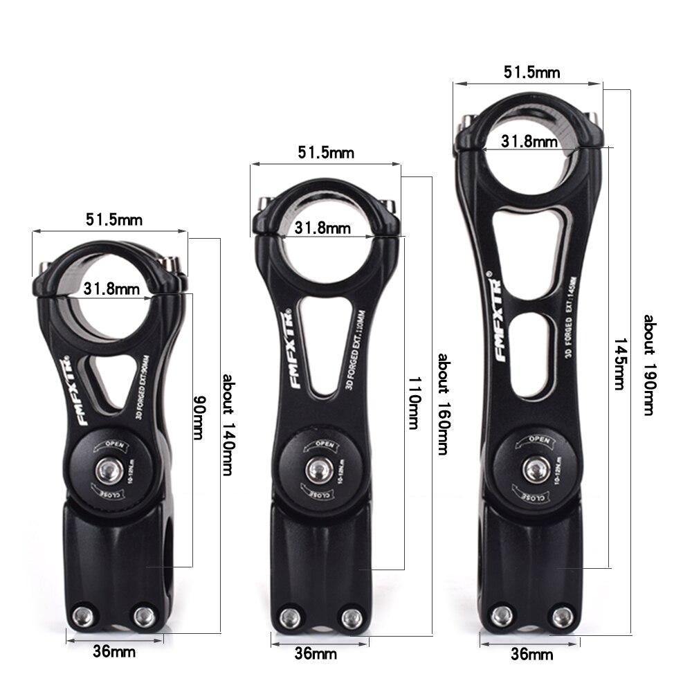 FMFXTR Fahrrad Vorbau Mountainbike Lenker Höer Erzähler Winkel Steigleitung Fahrrad Zubehör 31.8*90/110/145mm verstellbaren Vorbau