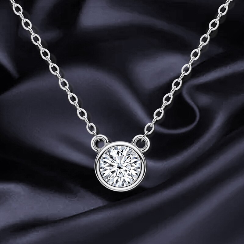 Oevas 100% 925 sterling silber halskette mit echtem 1 karat moissanit-anhänger in der farbe d, funkelnder, eleganter schmuck für damen, ideal für hochzeiten und andere festliche anlässe
