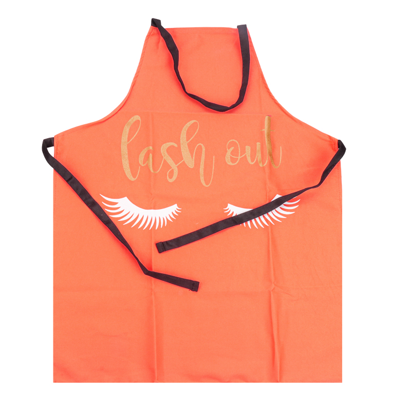 Bronzing Eyelash Pattern Grafted false eyelash Apron Women Adult Home Cooking Baking Cleaning Aprons Bibs Kitchen tools: Ivory