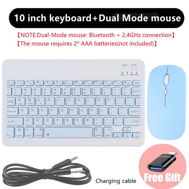 Oplaadbaar Bluetooth-compatibel toetsenbord Ultraslanke draadloze muistoetsenbordset voor Android Windows Tablet iPhone iPad: WHITE