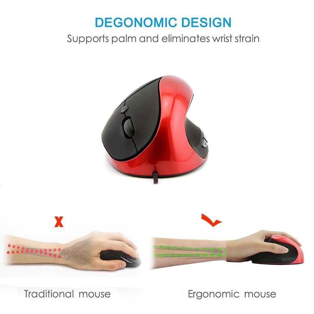 Vertical Ergonomic Mouse Wrist Healthy Office Mouse USB Optical PC Gamer Mice 1600DPI Wired Computer Mause For Laptop Computer