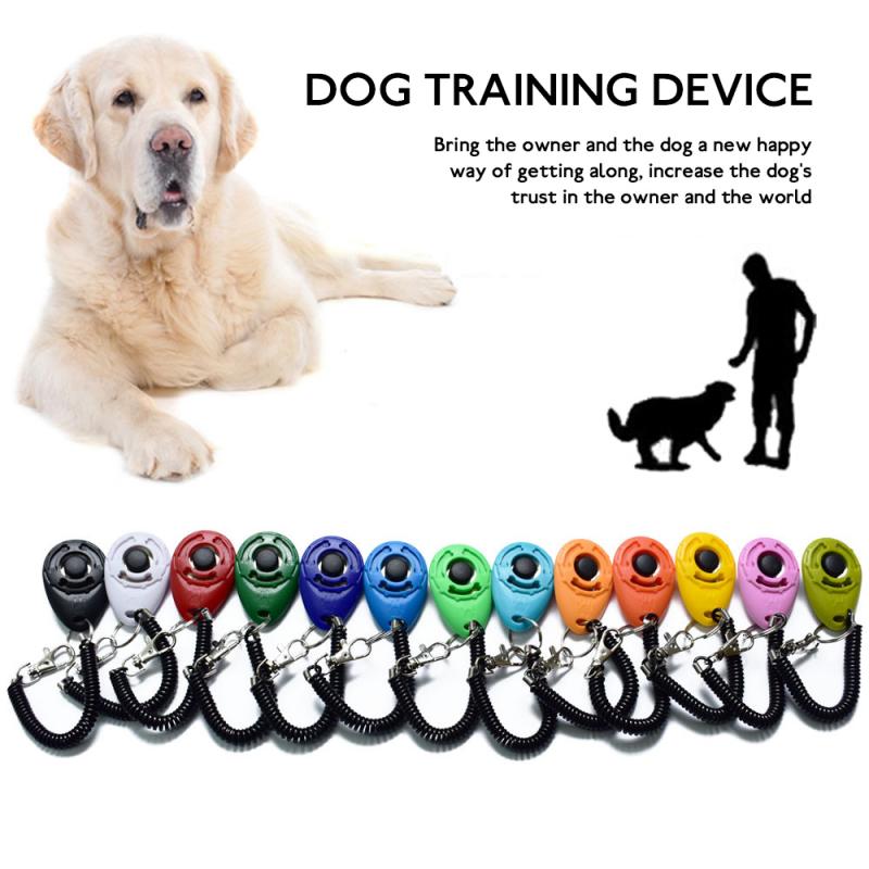 1Pc Plastic Honden Klik Trainer Pet Kat Hond Training Clicker Verstelbare Sound Sleutelhanger En Polsband Remote Fluitje clicker