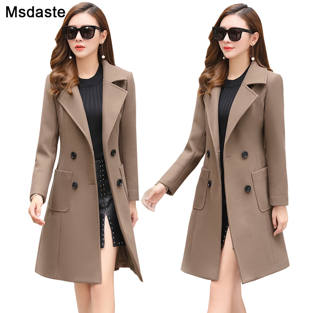Wolle Frauen Jacke Mantel Lange Schlank Mischung Oberbekleidung Neue Herbst Winter Tragen Mantel Weibliche Damen Wolle Mäntel Jacke Kleidung