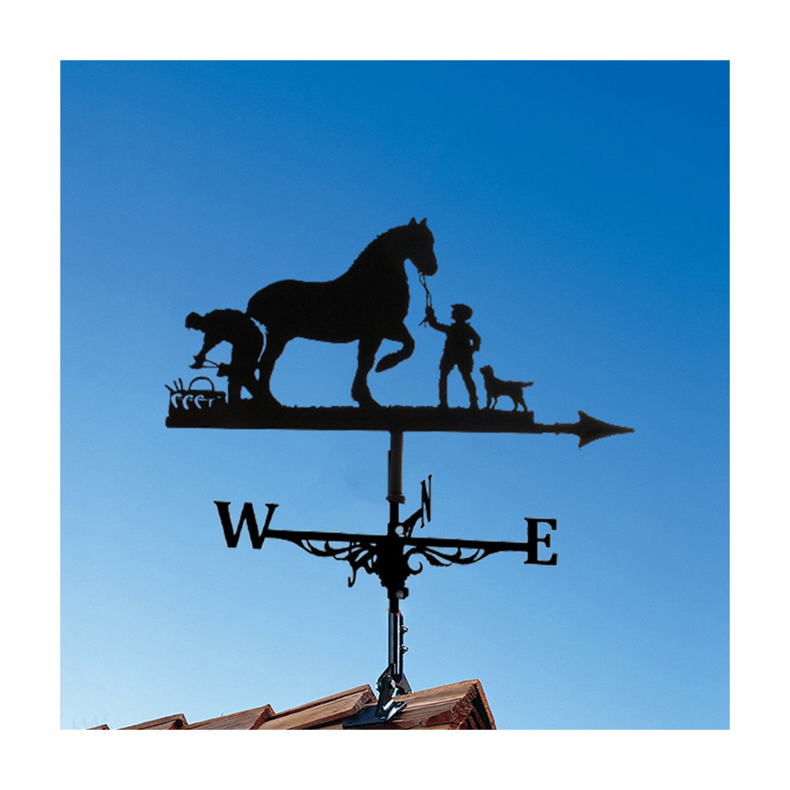 Weathervanes negros para exteriores, indicador de dirección de viento hueco de hierro, Animal, para patio de jardín