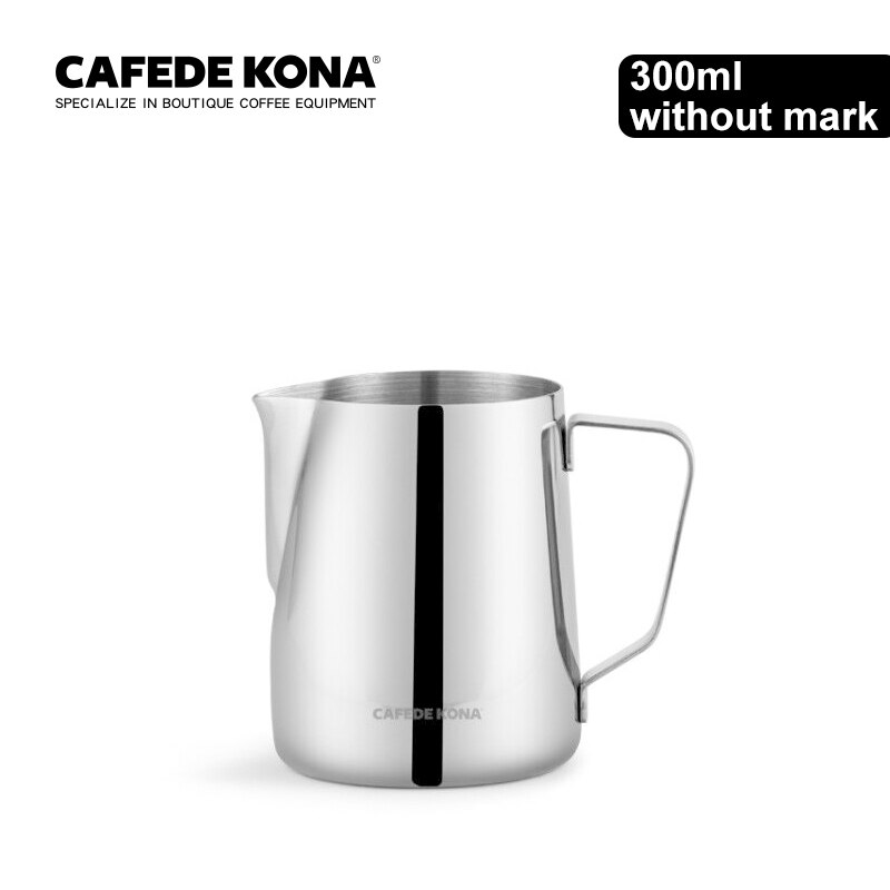 Cafede kona tutkittu barista kannu peili ruostumattomasta teräksestä maitokannu 300ml / 600ml maidonvaahdotuskannu kahvi latte art: 300ml ilman merkkiä