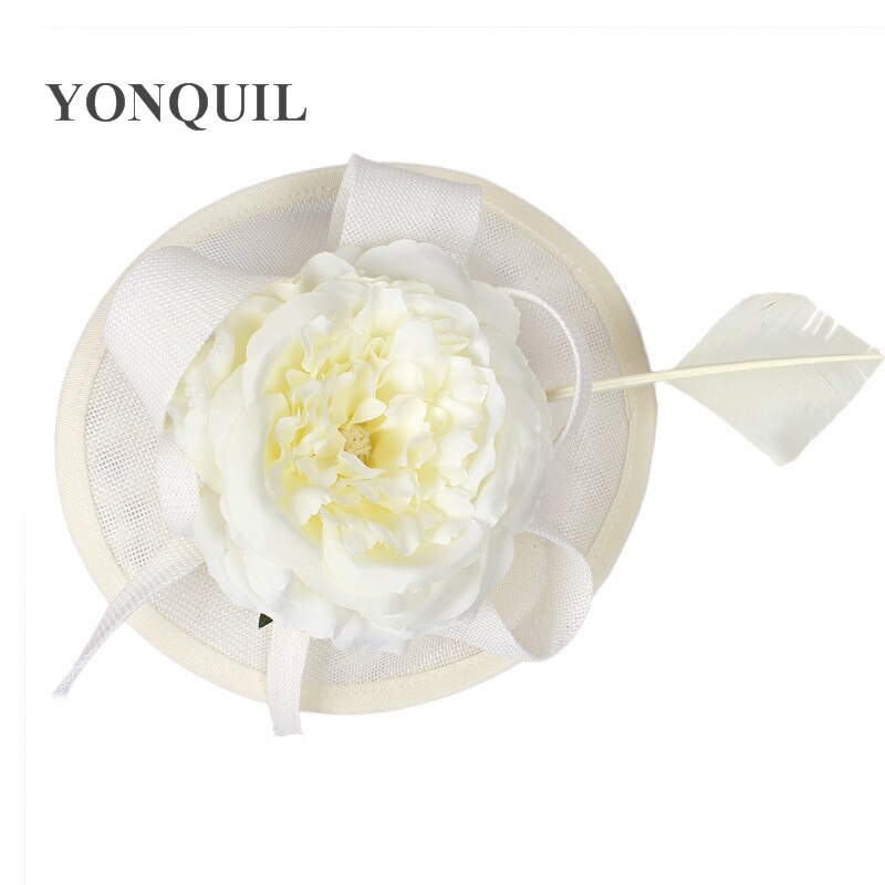 ivory fascinator hat headband women headpiece bridal mariage chapeau cap handmade flower chic millinery