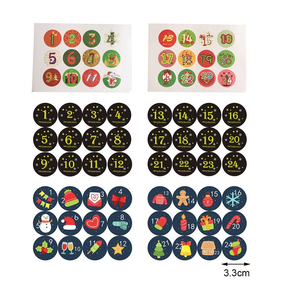 Number Paper Stickers Merry Christmas Stickers Advent Calendar Multi-Function DIY Packaging Labels Decor Supply