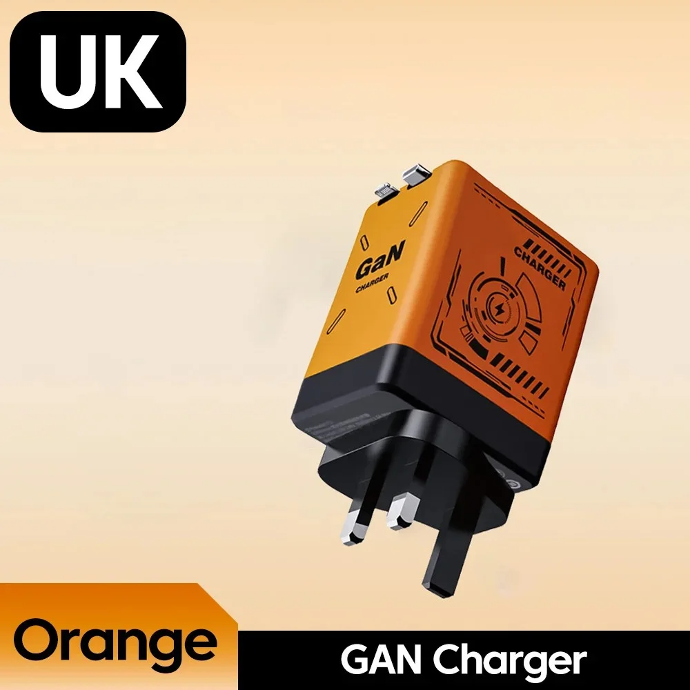 GaN 20W Snellader met intrekbare Type-C kabel, snellaadadapter voor iPhone 17 16 15 14 13 12 11 iPad: au