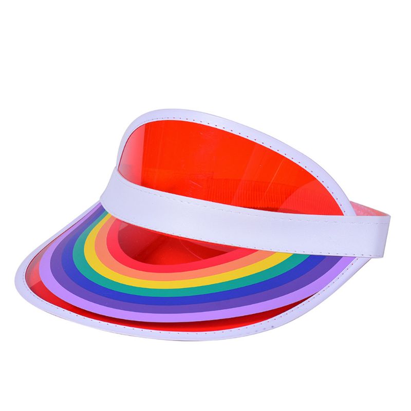 Unisex gennemsigtig slik farve tom top baseball cap regnbue bro trykt solcreme uv beskyttelse sport solskærm hat: R