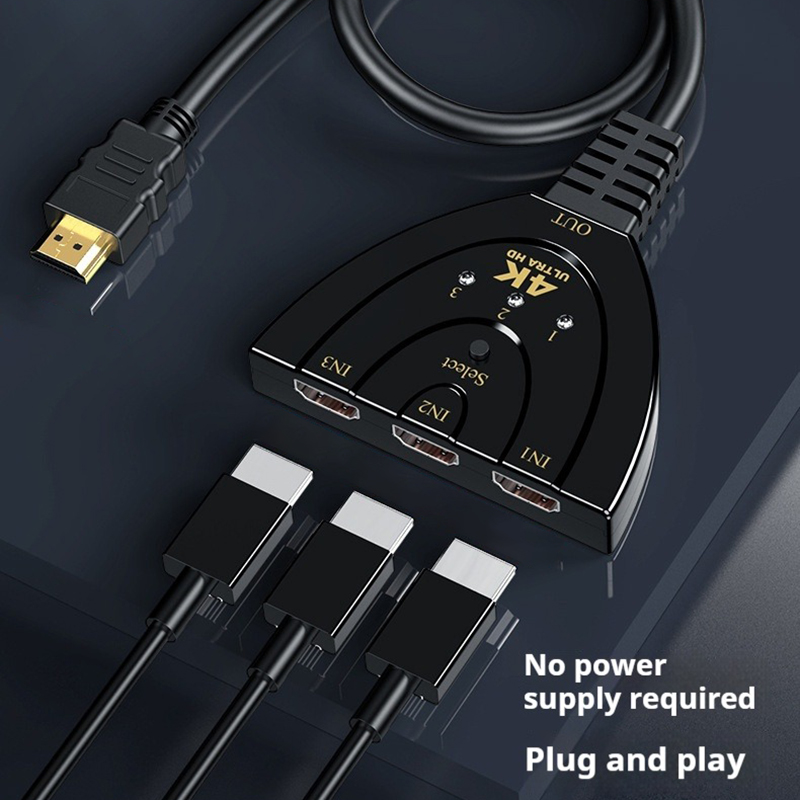 HDMI Switcher 3-Input and 1-Output Cable Seperater 4K HD Converter for Set-Top Box/Connection Display/TV