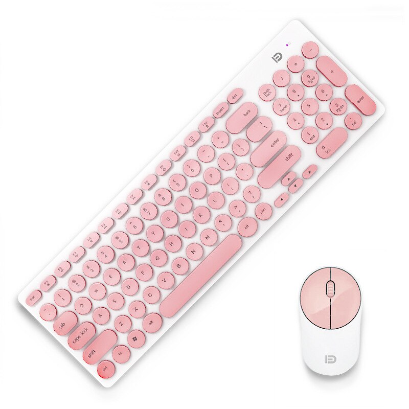 2.4g Wireless Keyboard and Mouse Set Punk Round Keyboard Cap Mute Power Saving Office household Wireless Keyboard