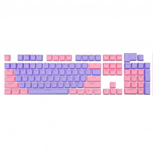 104Pcs/1 Set ABS Dual Colors Backlight Keycaps English Replacement Button Set for Game Keyboard Key Cap Switches: Pink Purple