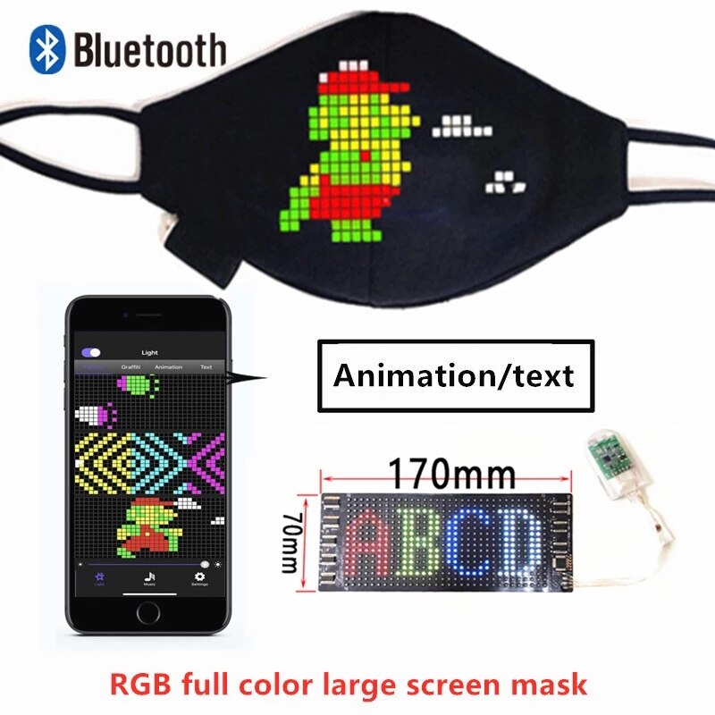 Fleksibel bluetooth programmerbar ledet modul maske briller vise matrise logo android ios applikasjon kontroll ledet maske skjerm: 7 farger maske