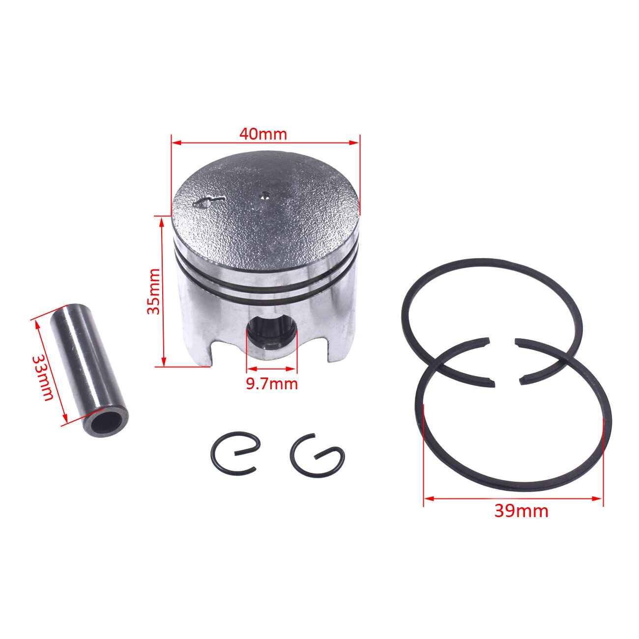 Pistone kit in forma Mitsubishi TL43 Motore 40 millimetri w/10 millimetri Spille