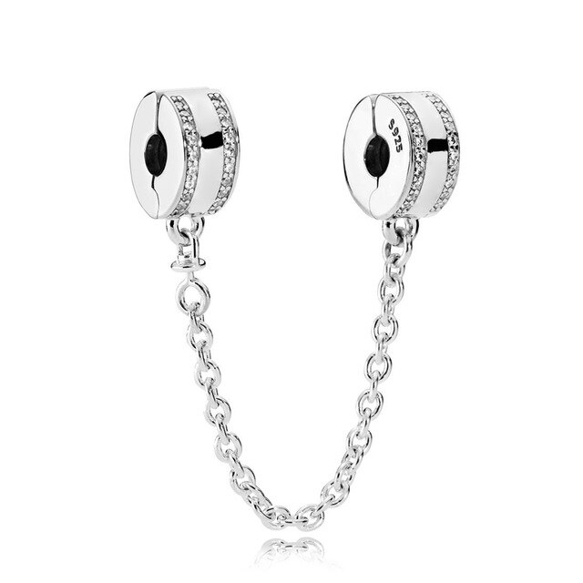 Reproduction 1:1 100% 925 Sterling Silver Safety Chain Bracelet Beads Set Free Package