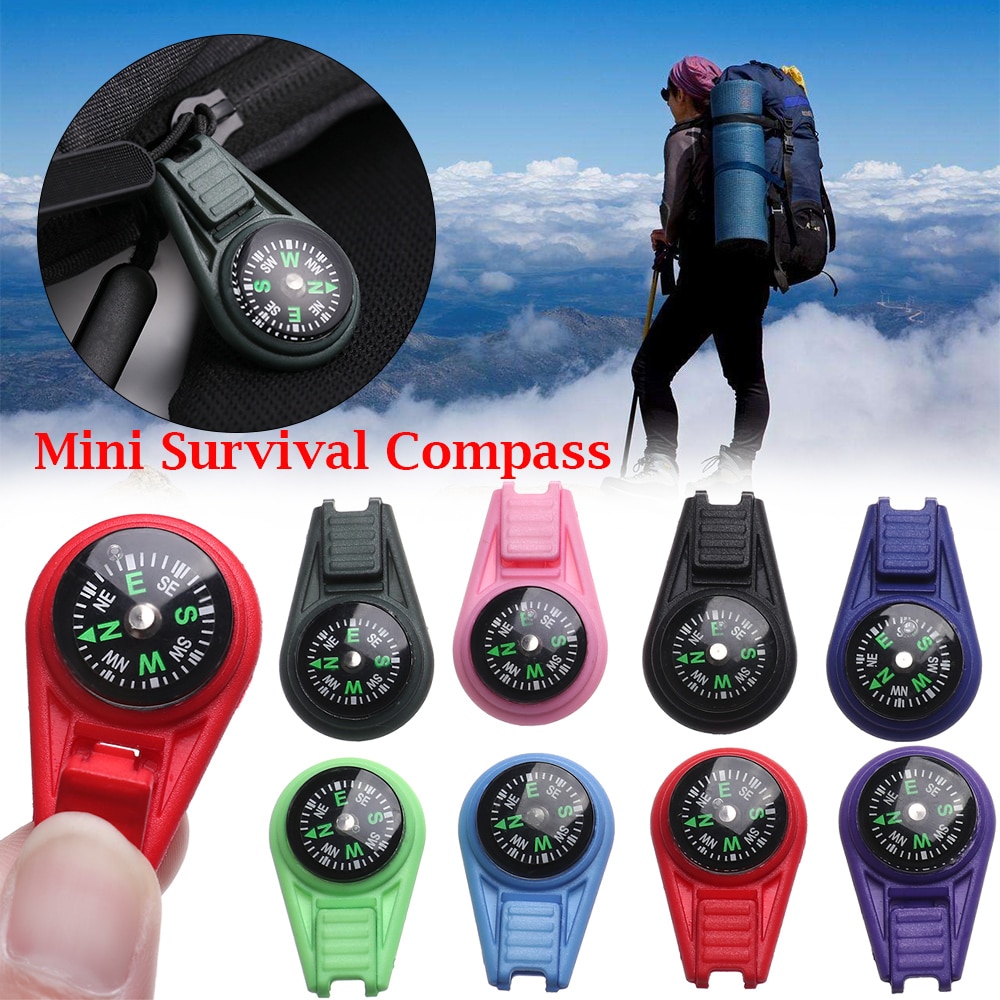 2Pcs Edc Survival Kompas Outdoor Gereedschap Camping Wandelen Pocket Kompas Mini Kompas Met Rits Staart Clip Voor Paracord Armband