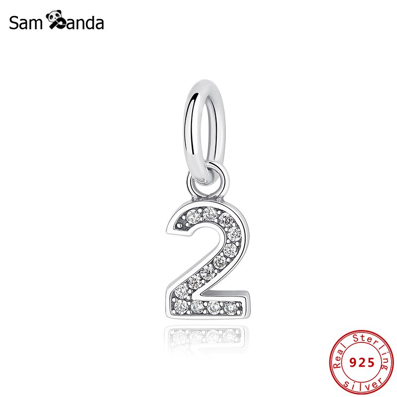 Original 100% 925 Sterling Silver Charm Bead Number One Nine Pendant Charms Fit Bracelets Necklaces Diy Women Jewelry