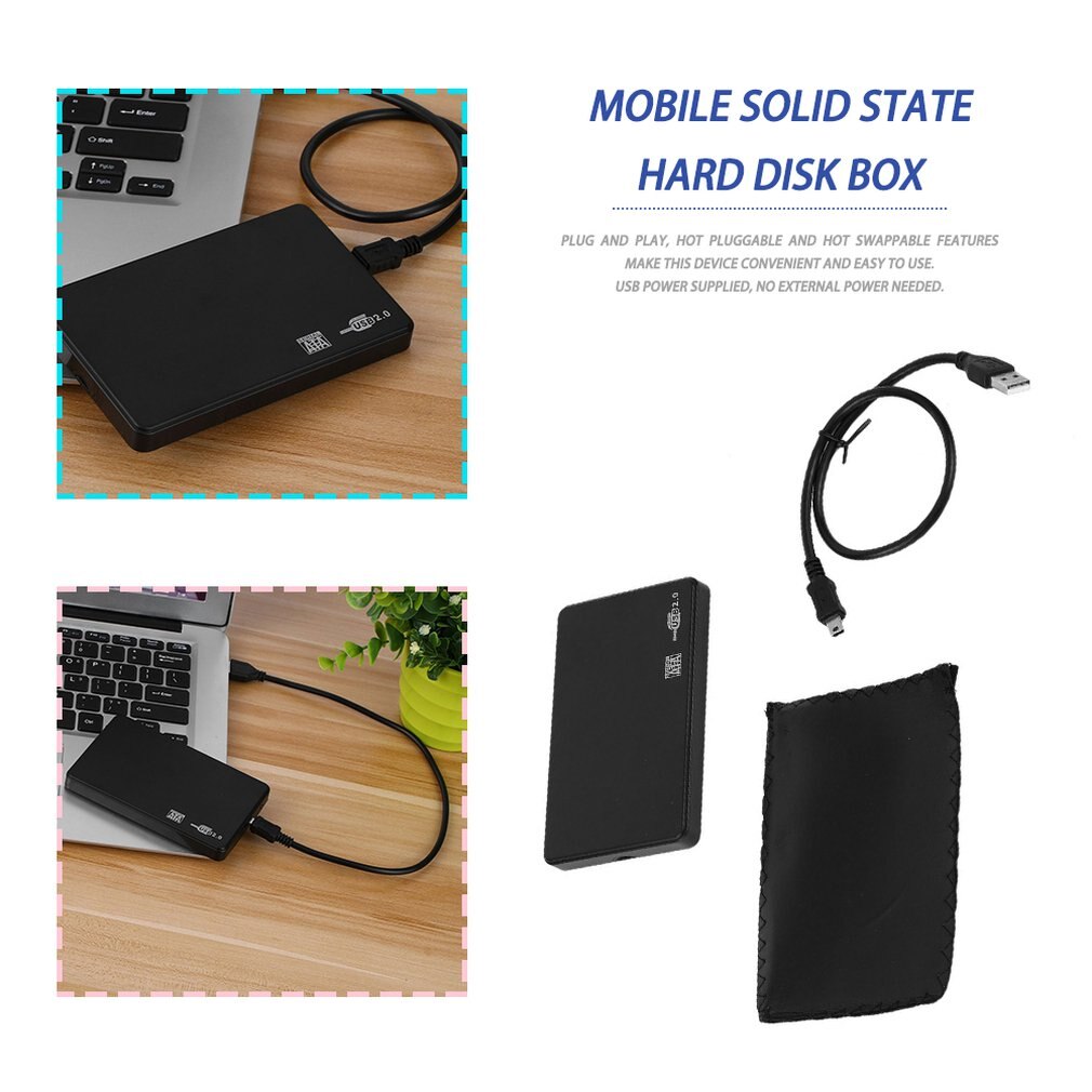 2.5 Inch USB HDD Case Sata to USB 2.0 Hard Drive Disk SATA External Enclosure HDD Hard Drive Box With USB Cable