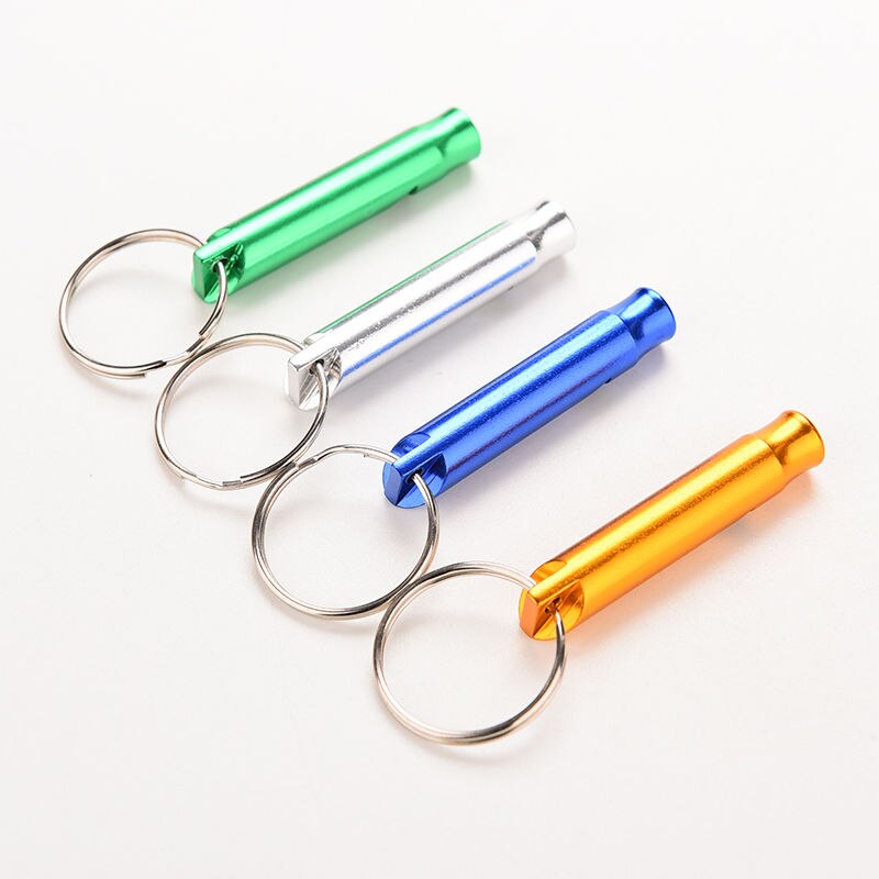 Gmarty 4 Colors For Camping Hiking Mixed Aluminum Emergency Survival Whistle Keychain Cheerleading