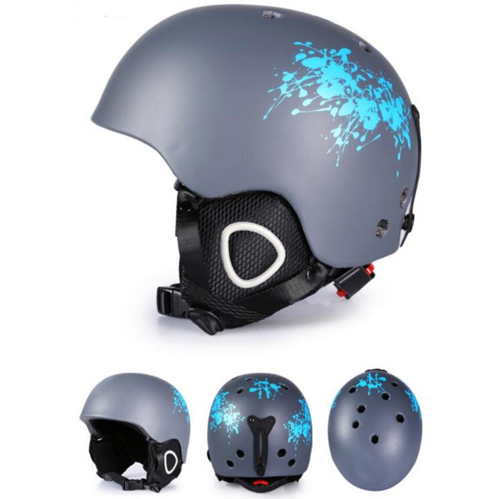 Geïntegreerde Molding Ski Helm Veiligheid Warm Snowboard Helm Ski Beschermende Gear Apparatuur voor Volwassen: Blue branches / L number