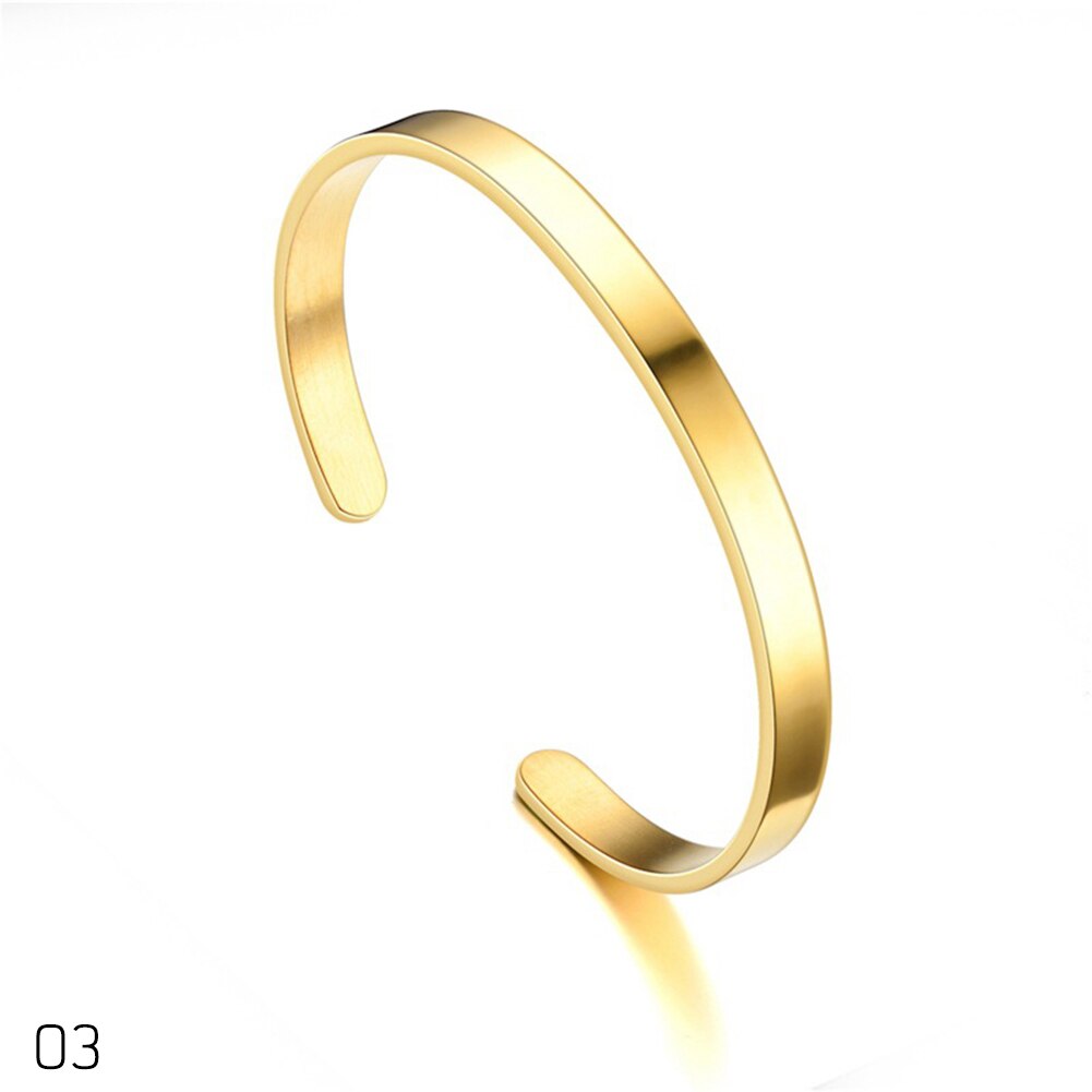 1PC de acero inoxidable en forma de C pulsera con apertura ajustable joyería de nombre cercanas cartas de brazalete para las mujeres de los hombres: Gold