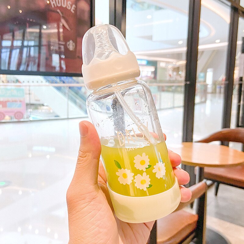 Verres de paille avec couvercle bouteille de lait en verre avec couvercle biberons et tasses pour enfants vaisselle tourisme bouteille en verre avec couvercle: Four