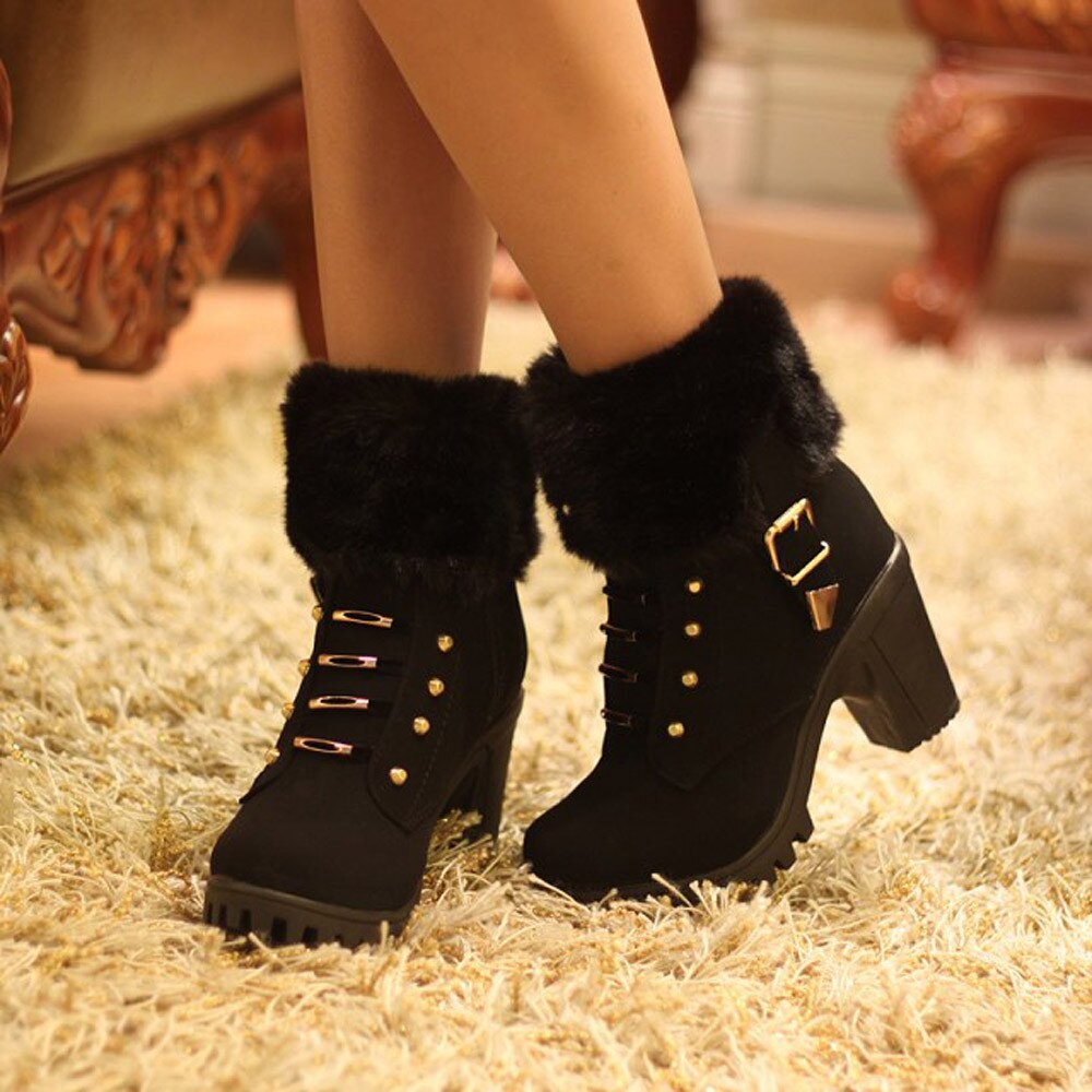 Bottines à plumes pour femmes, chaussures de bureau à talons carrés de 35 à 41m, , grande taille