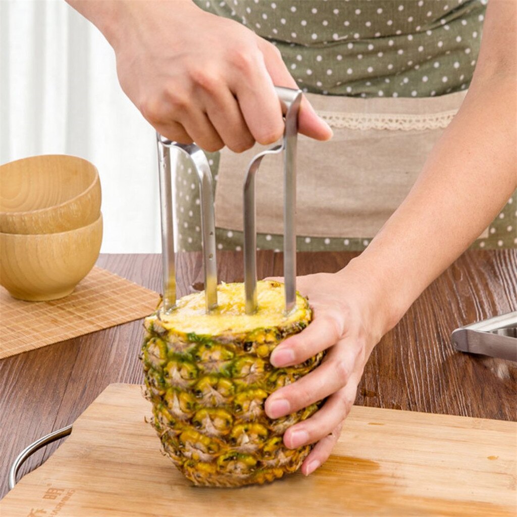 Rustfrit stål ananas udskærer køkken essentiel ring kile udskæring kerneboring skærer skræller køkken holdbare gadgets