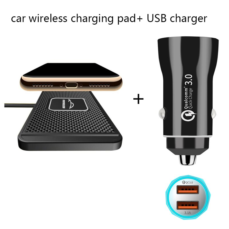 Auto Draadloze Oplader Qi Draadloos Opladen Pad In Auto Voor Iphone 12 Huawei Samsung Xiaomi Usb Oplader Voor Auto 10W Power: two charger