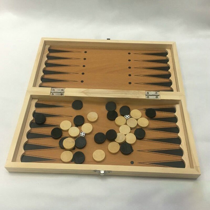 Chess Backgammon Checkers 3 in 1 Wooden Chess Set Travel Chess Game Wooden Chessboard and Wooden Chess Pieces for Paly for